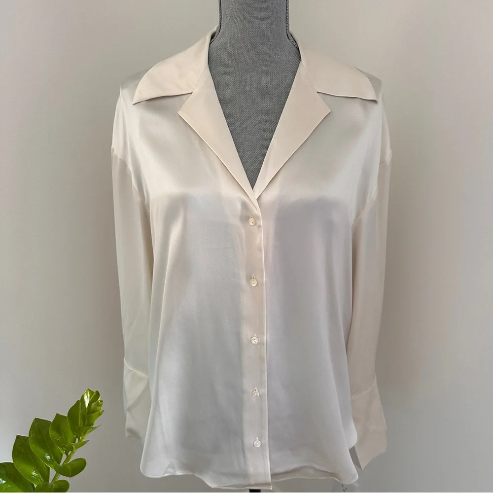 New With Tags 100% Silk Blouse/Shirt sz L - Champagne - Picture 2 of 15